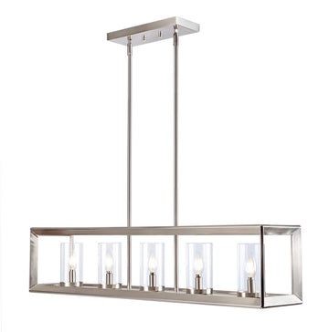 Anna 38.5" Linear Metal/Glass LED Pendant - JONATHAN Y